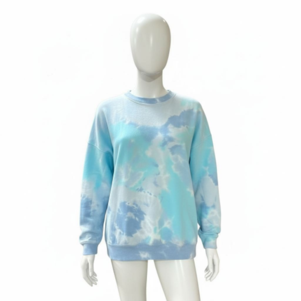 Fleece Blended Crewneck Sweatshirt Turquoise Dream Blue Tie Dye