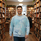Fleece Blended Crewneck Sweatshirt Turquoise Dream Blue Tie Dye