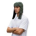 Vintage Paul Boye French Olive Green Winter Pile Cap Hat