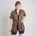 Vintage Italian Military Short Sleeved Safari Belted Shirt/ Women / Issued