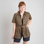 Vintage Italian Military Short Sleeved Safari Belted Shirt/ Women / Issued