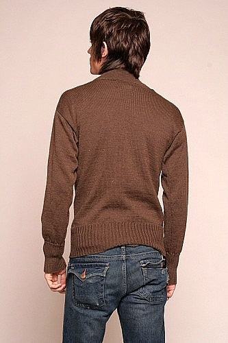 Vintage US GI 5 Button Jeep Sweater / Brown *REAL DEAL*