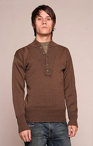 アキ 40's Vintage US ARMY Jeep Sweater Vintage US GI 5 Button Jeep Sweater / Brown *REAL DEAL* – camoLOTS.com