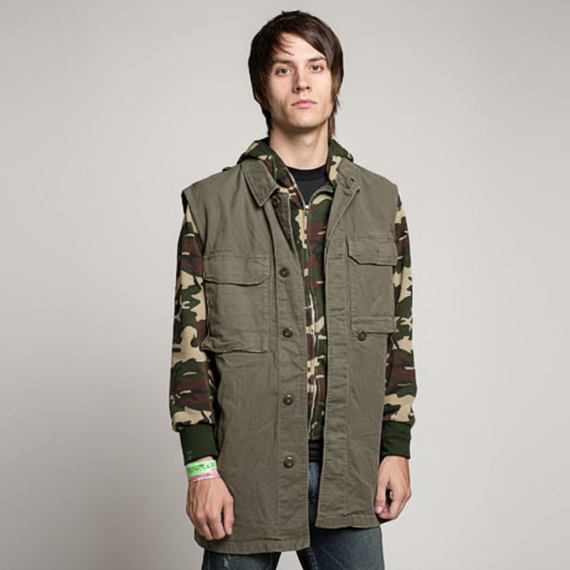 Vintage German Bundeswehr Moleskin Vest / Olive Green Grey / Unisex