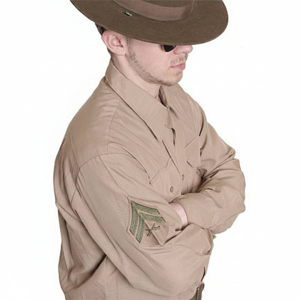 usmc dress shirt Vintage Long Sleeve Khaki — Authentic US Marine Corps Surplus Tommy Hilfiger Women's Crisscross previously issued shirt is Kids sports team apparel stores in Katy Cores:Folhar Print