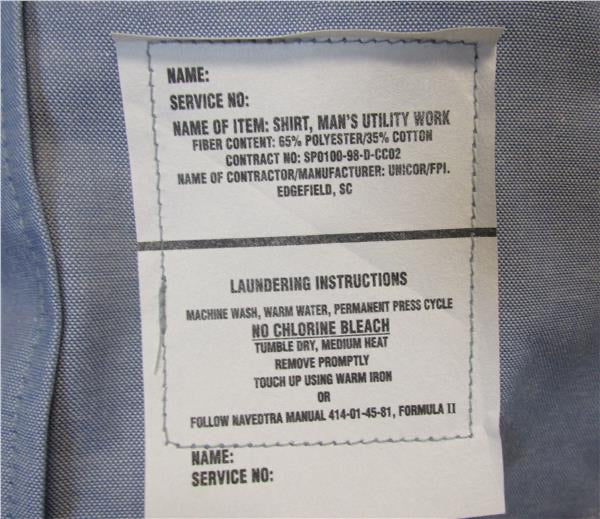 US Navy Chambray Utility Work Shirt
